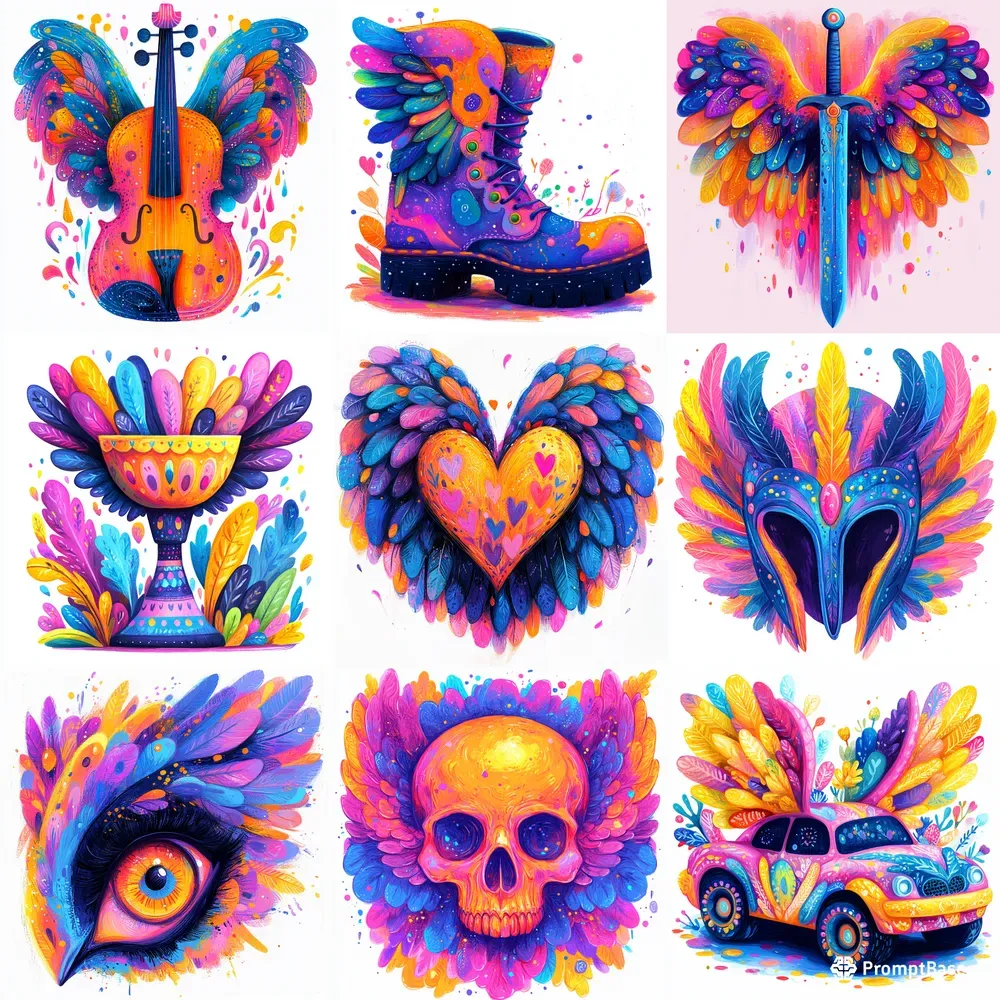 Surreal And Psychedelic Winged Objects
