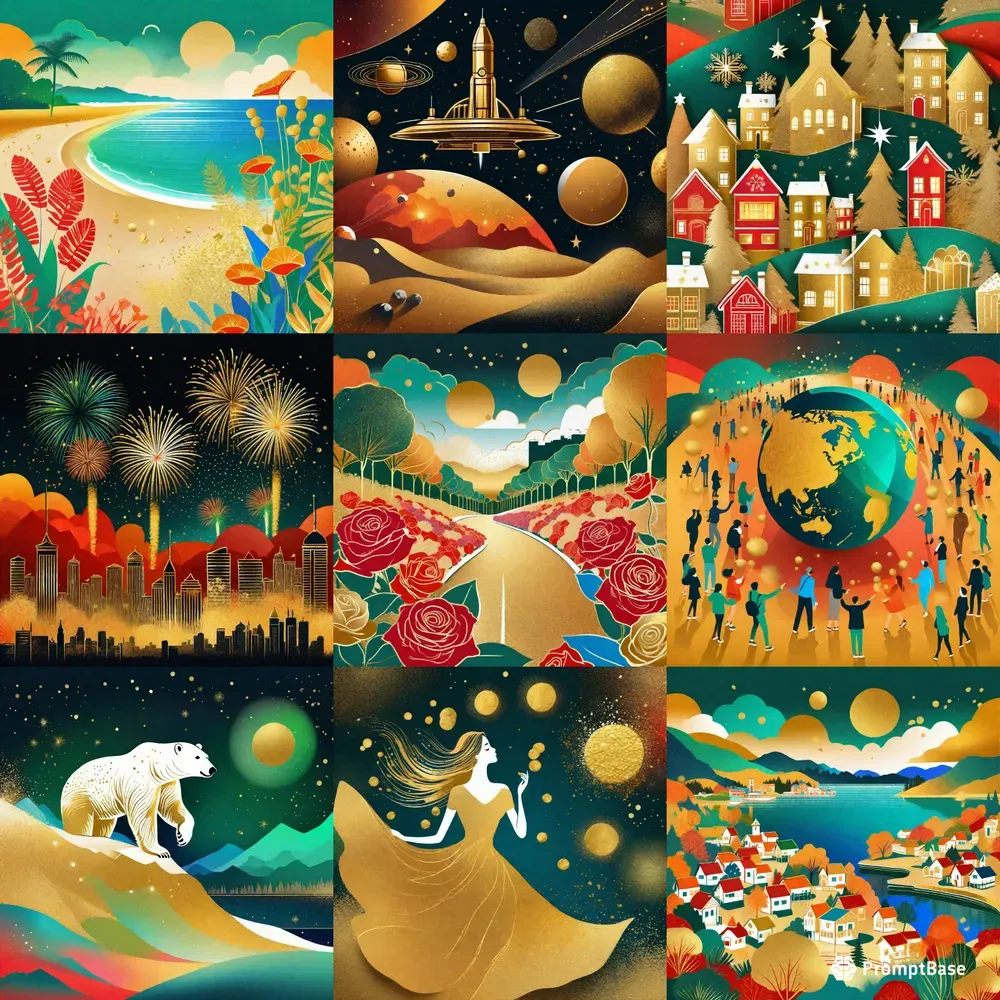 Gold Powder Collages