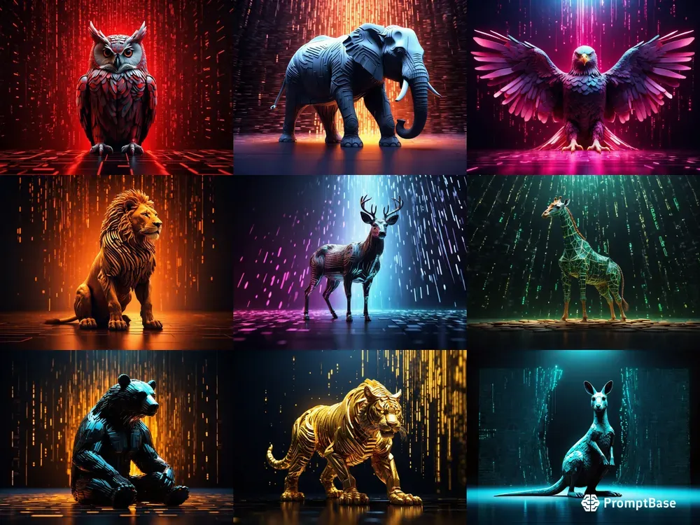 Animals Surrounded By Matrix Style Code