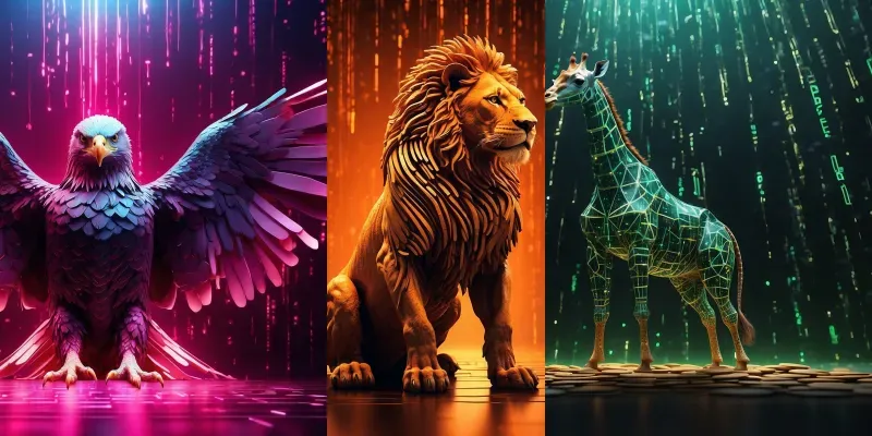 Animals Surrounded By Matrix Style Code generated by undefined