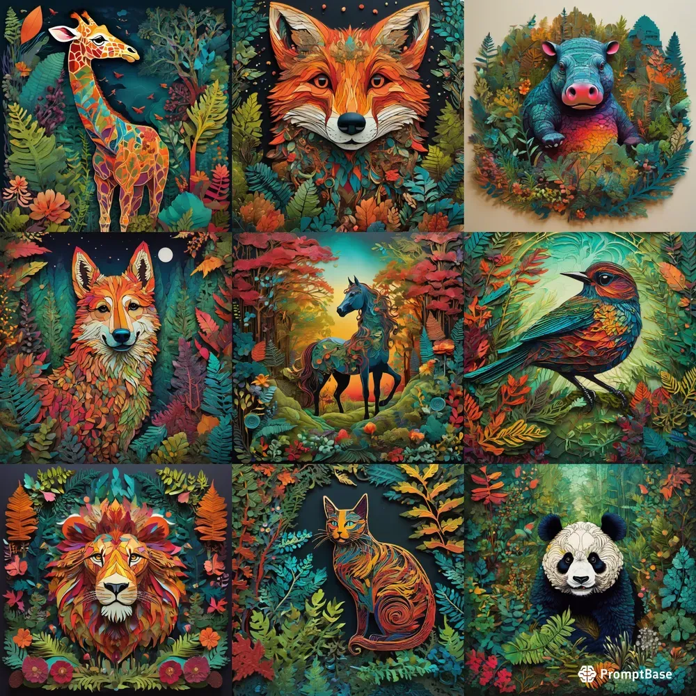 Paper Collages Of Animals