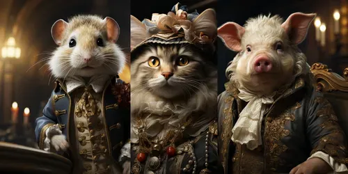 Animals In 18th Century Fashion generated by midjourney