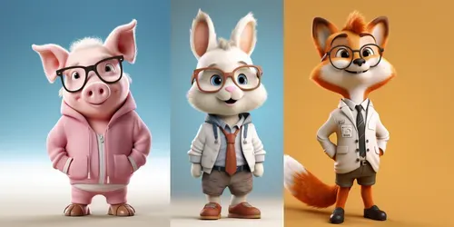 Animals Wearing Glasses Cartoons generated by midjourney