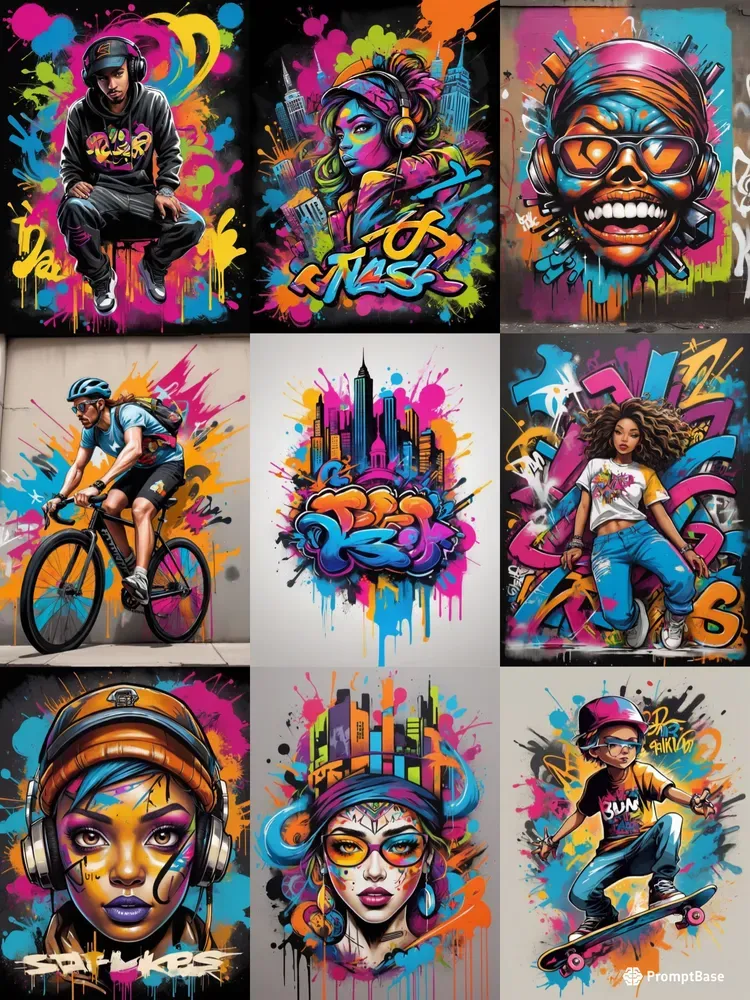 Dynamic Urban Graffiti Art For Tshirts