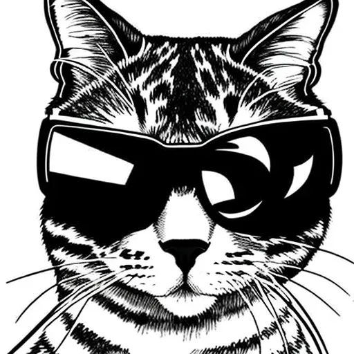 Anime Black And White Futuristic Cats