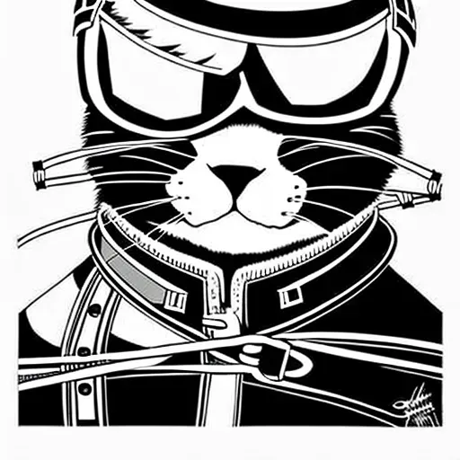 Anime Black And White Futuristic Cats