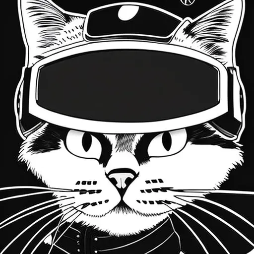 Anime Black And White Futuristic Cats
