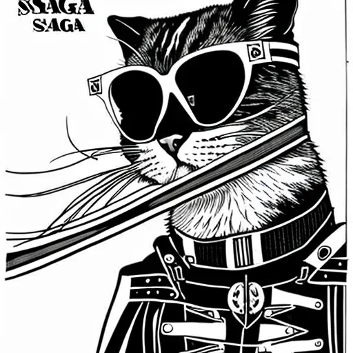 Anime Black And White Futuristic Cats