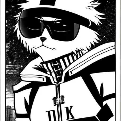 Anime Black And White Futuristic Cats