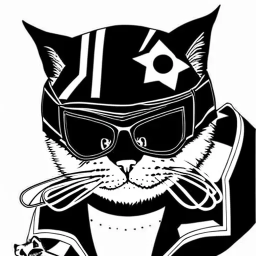 Anime Black And White Futuristic Cats