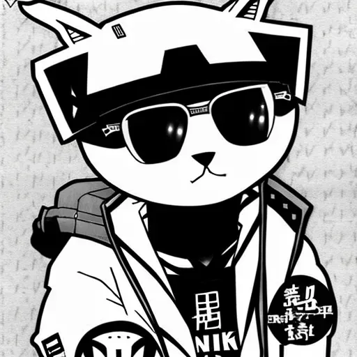 Anime Black And White Futuristic Cats