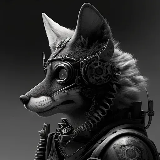 Black And White Steampunk Animal Portraits