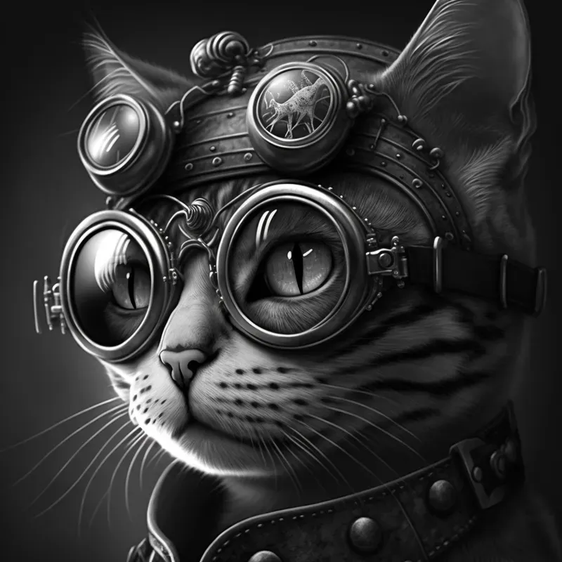 Black And White Steampunk Animal Portraits