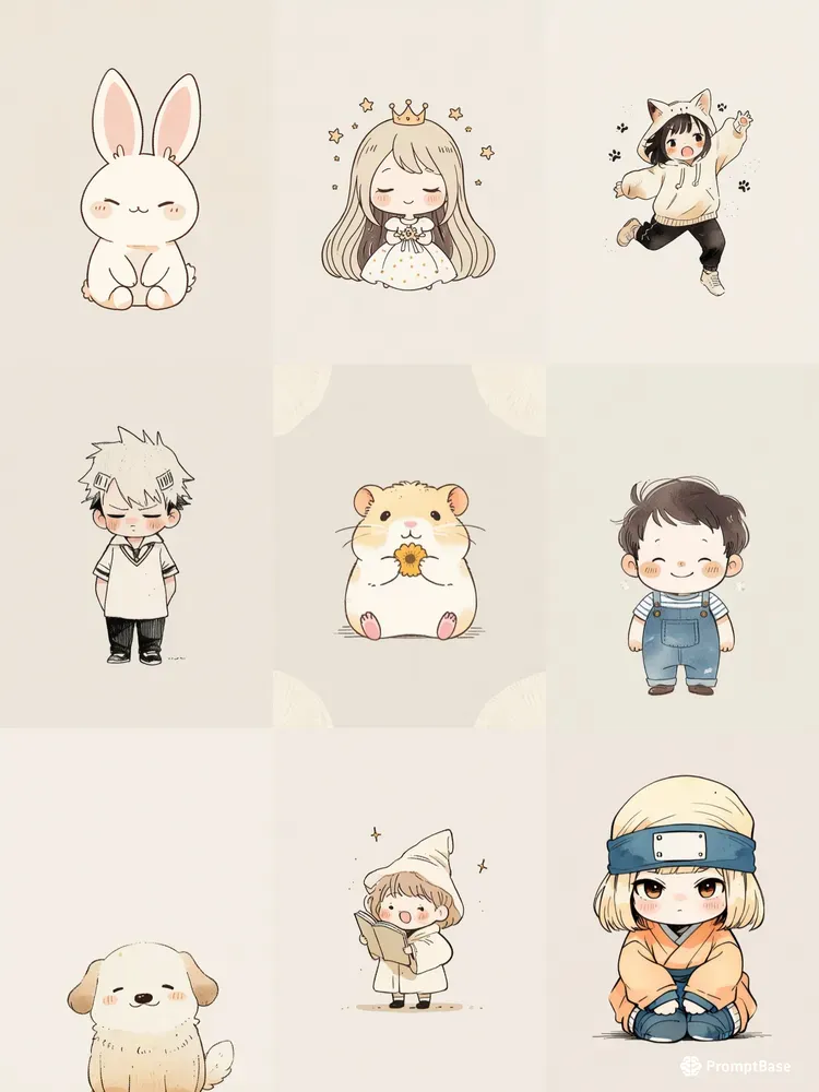 Charming Handsketched Chibi Characters
