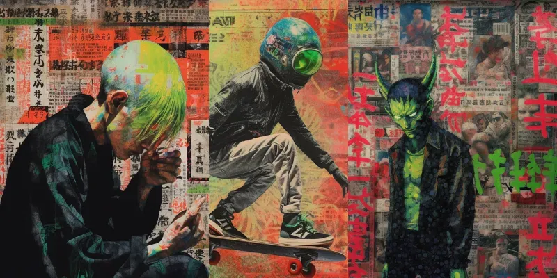Manga Inspired Collage Art generated by undefined
