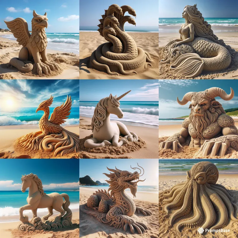 Mythical Sand Sculptures On The Beach