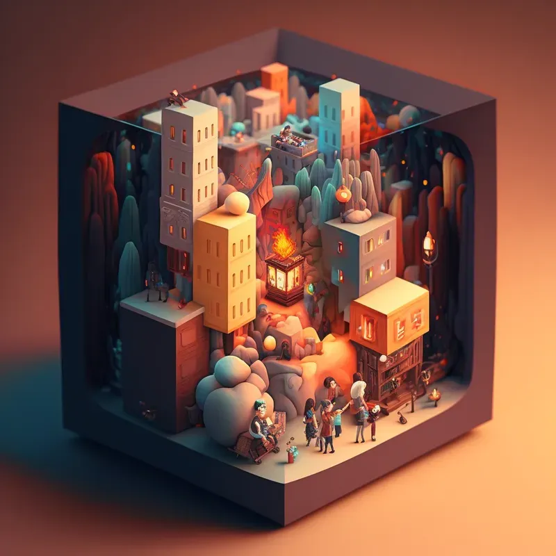 Fantasy Isometric Cube Cities