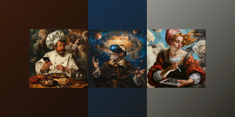 Modern Tech In Renaissance Oil Paintings generated by undefined