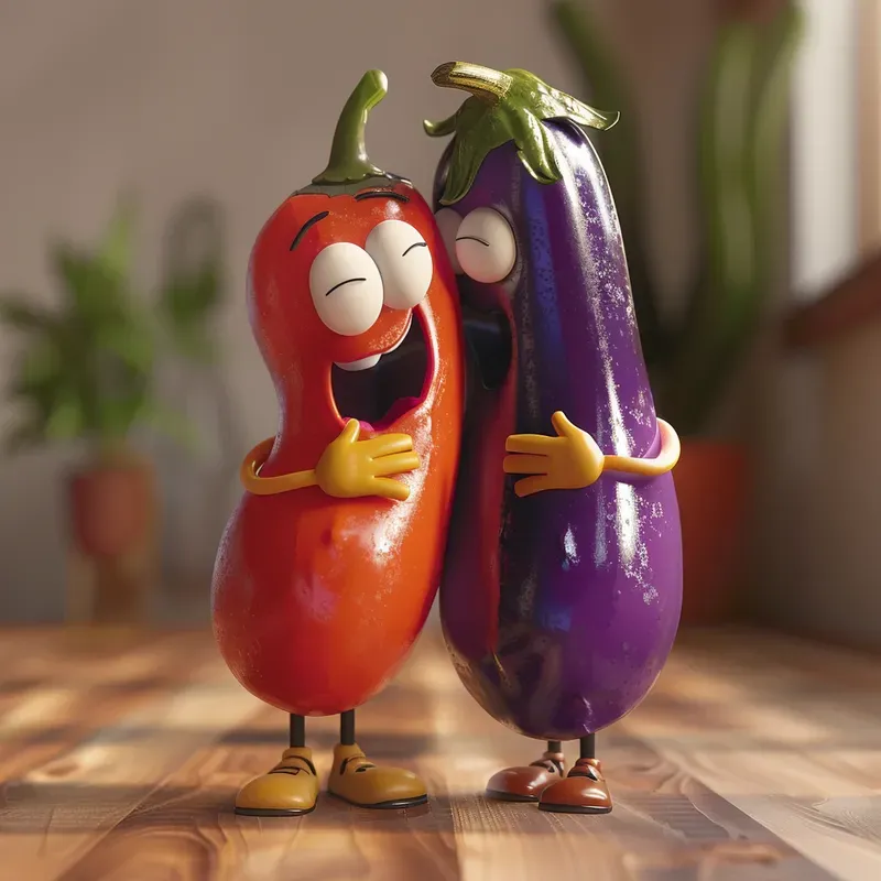 Cute Veggie Couples Characters In Love