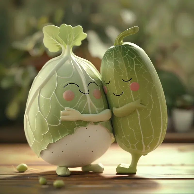 Cute Veggie Couples Characters In Love