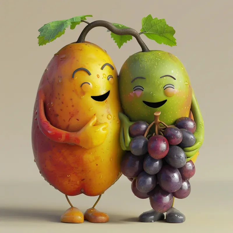 Cute Veggie Couples Characters In Love