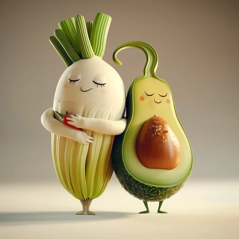 Cute Veggie Couples Characters In Love