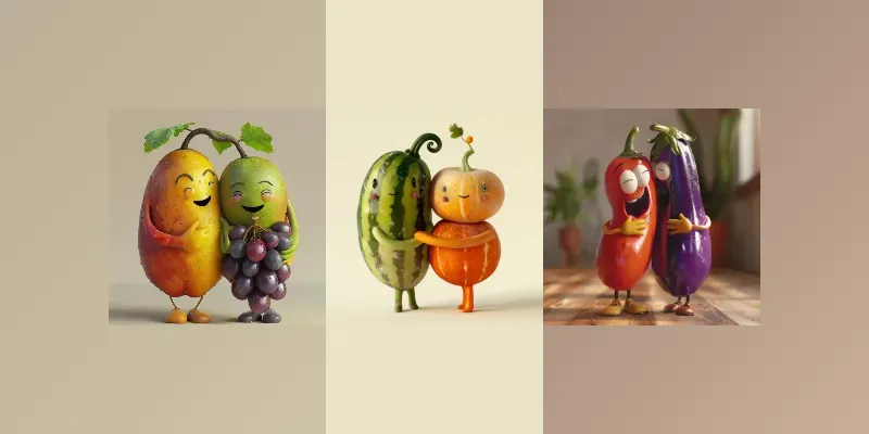 Cute Veggie Couples Characters In Love generated by undefined