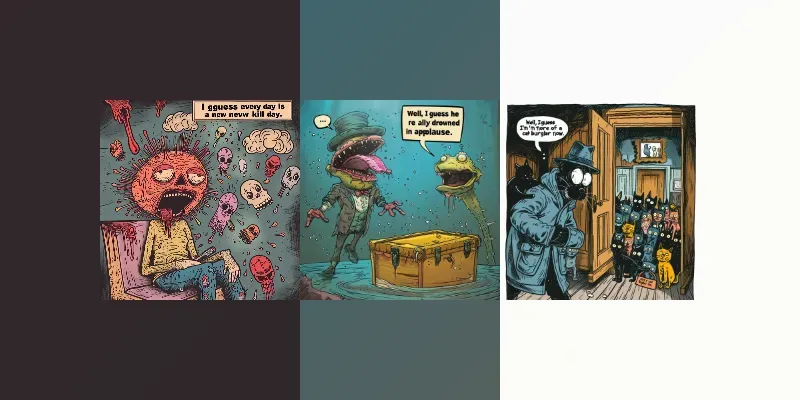 Black Humor Comic Illustrations generated by undefined