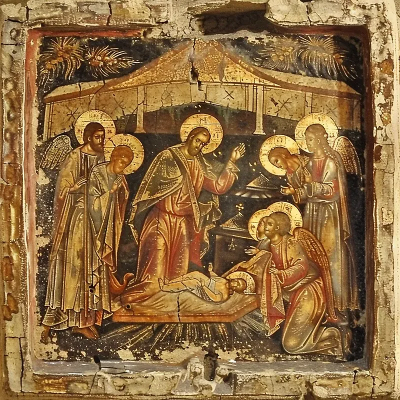 Old Tempera Orthodox Byzantine Icons