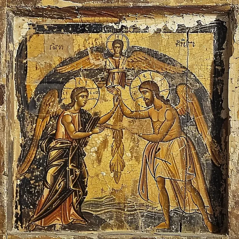 Old Tempera Orthodox Byzantine Icons