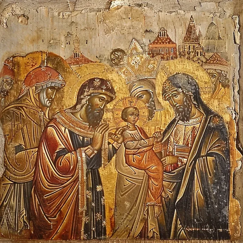 Old Tempera Orthodox Byzantine Icons