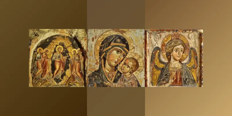 Old Tempera Orthodox Byzantine Icons generated by undefined