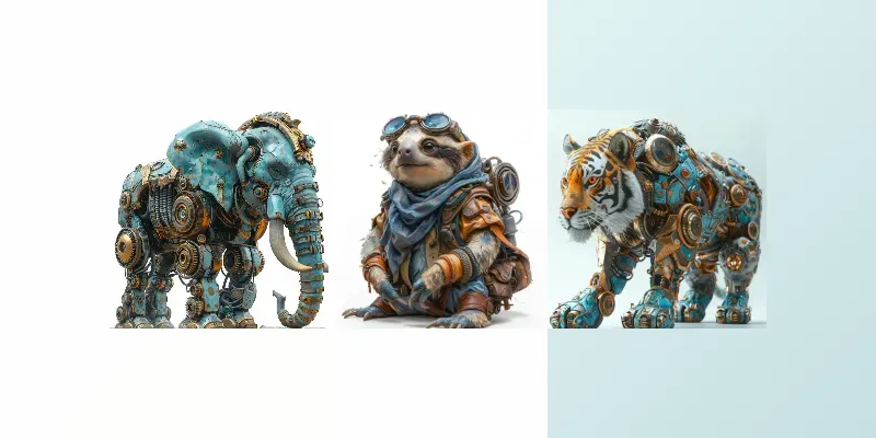 3D Steampunk Animals Designs generated by undefined
