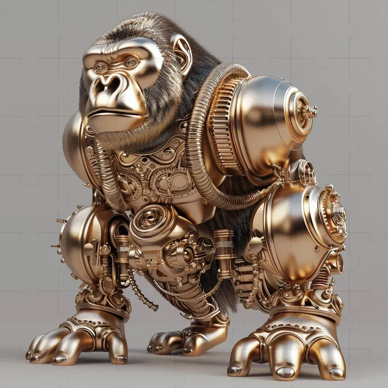 Gold Steampunk Birds And Animals Designs