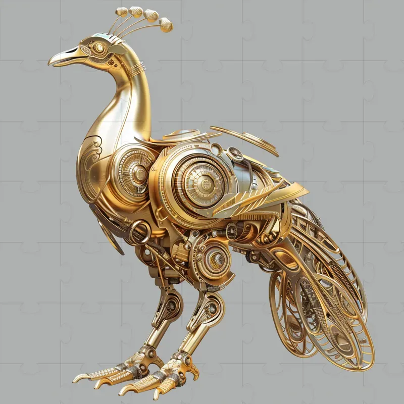 Gold Steampunk Birds And Animals Designs