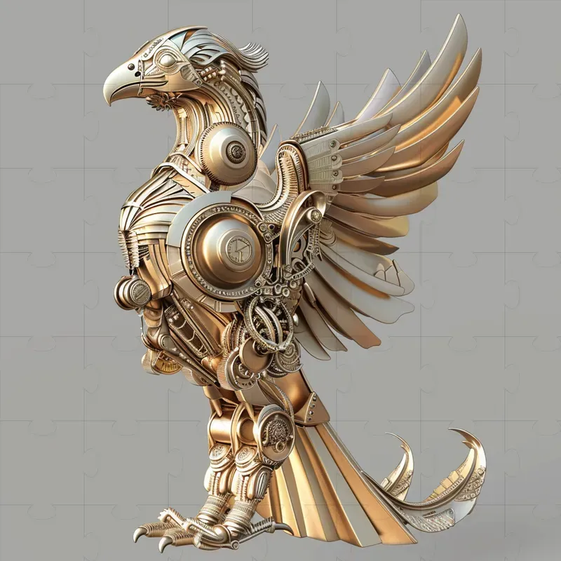 Gold Steampunk Birds And Animals Designs