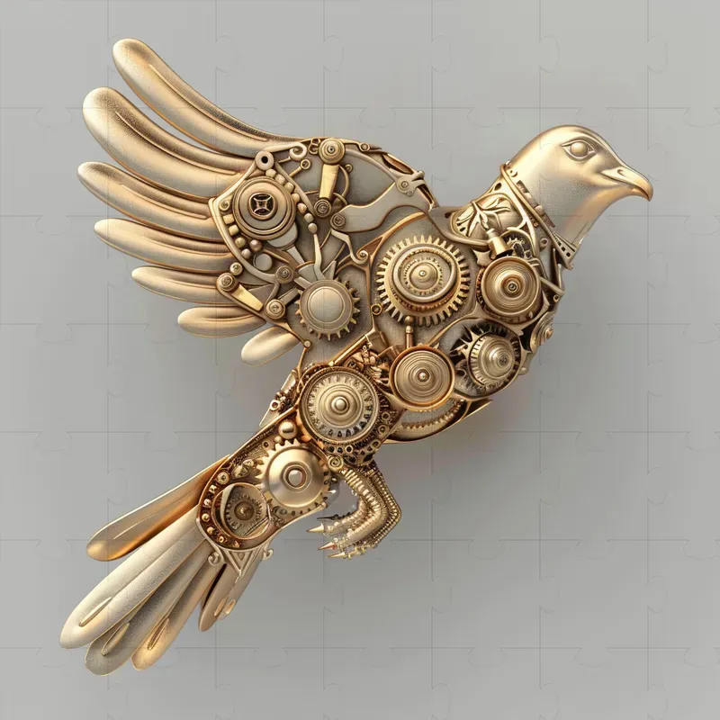 Gold Steampunk Birds And Animals Designs
