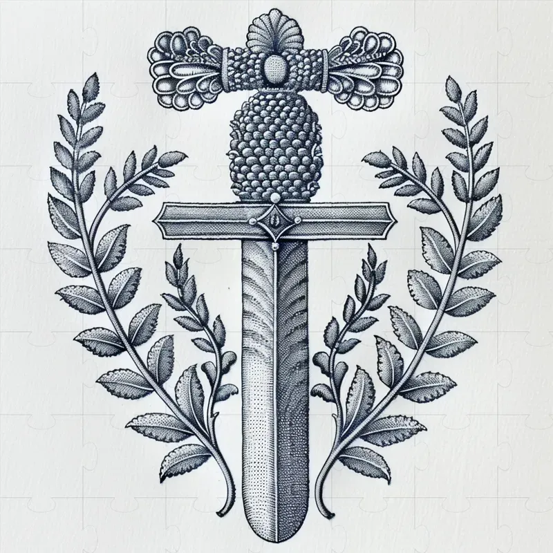 Old Middle Ages Engraving Emblems