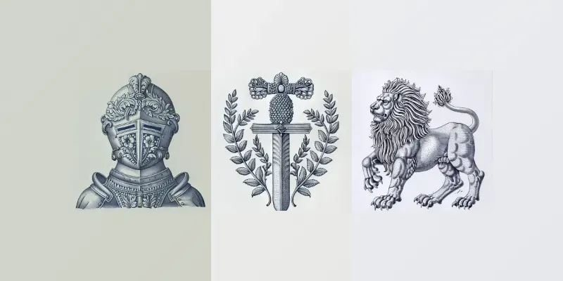 Old Middle Ages Engraving Emblems