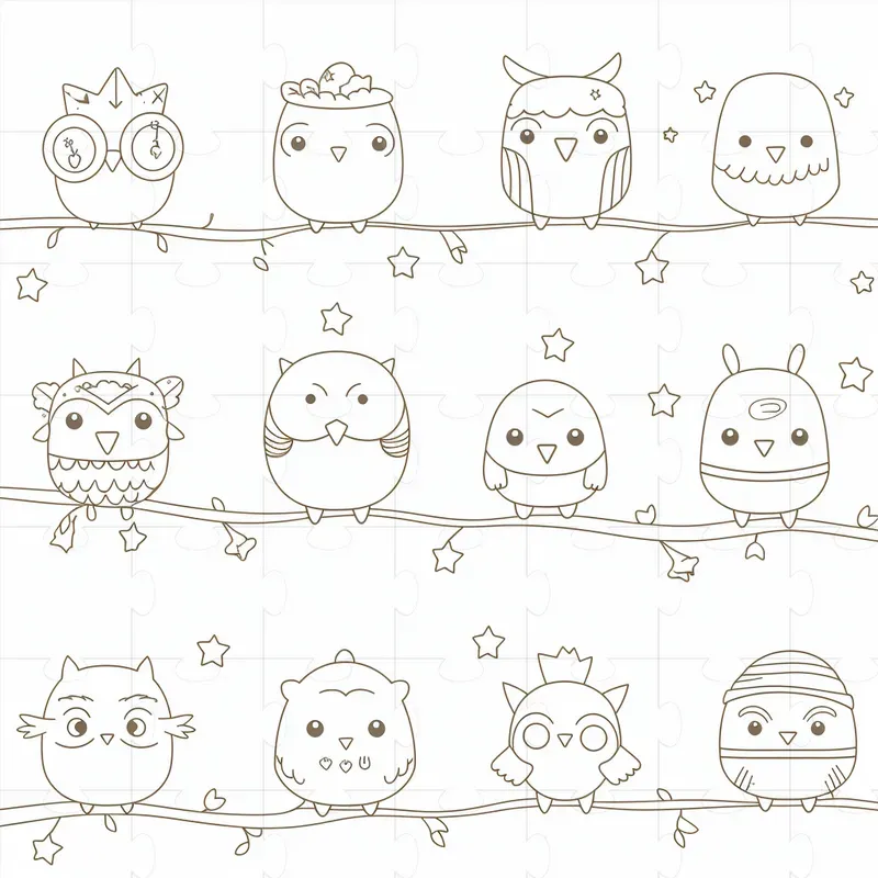 Kawaii Patterns Coloring Book Pages