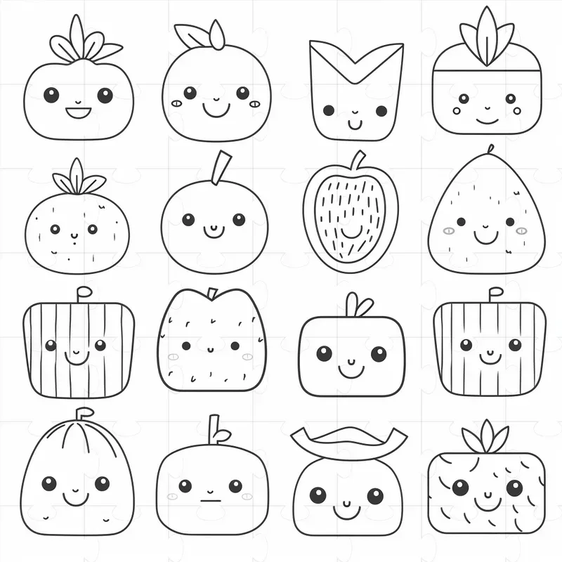 Kawaii Patterns Coloring Book Pages