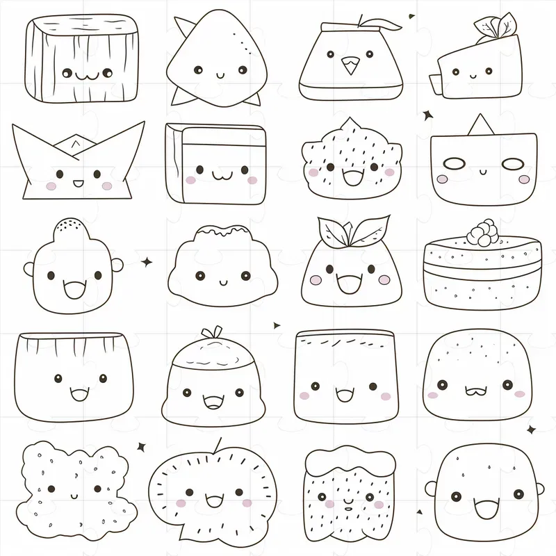 Kawaii Patterns Coloring Book Pages