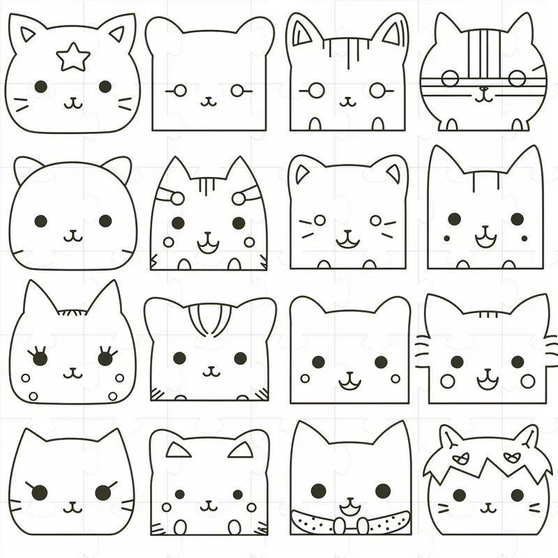 Kawaii Patterns Coloring Book Pages