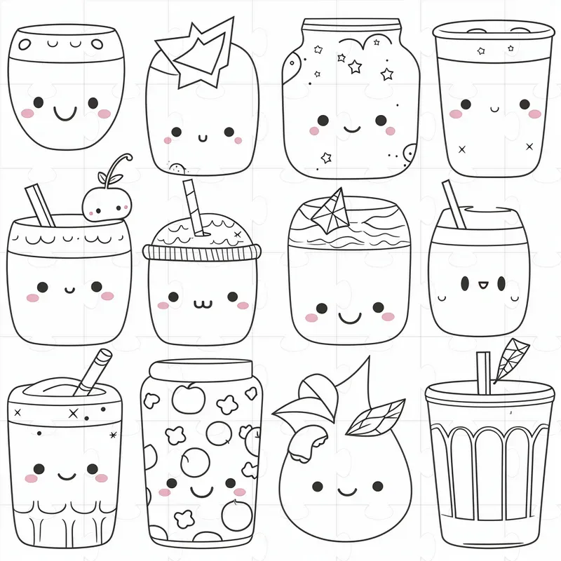 Kawaii Patterns Coloring Book Pages