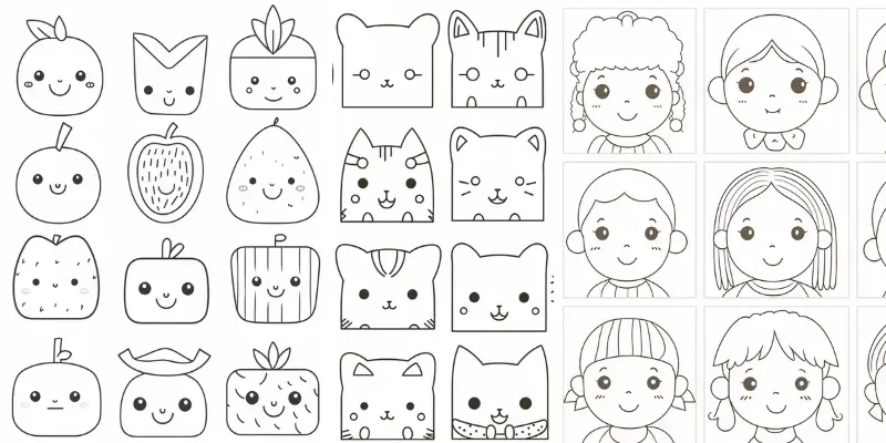 Kawaii Patterns Coloring Book Pages generated by undefined