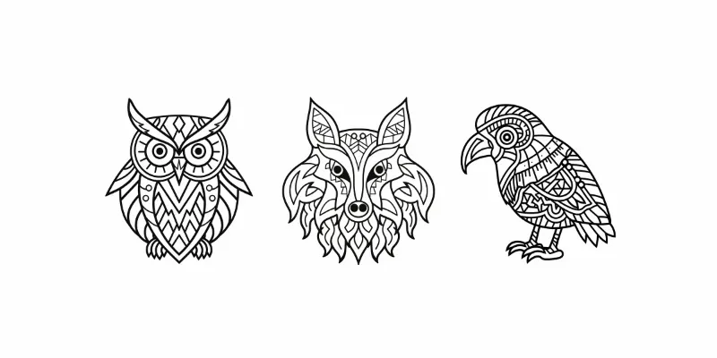 Bold Lines Animal Mandala Coloring Pages generated by undefined