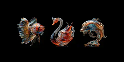 Murano Venetian Glass 3D Animals Designs generated by midjourney