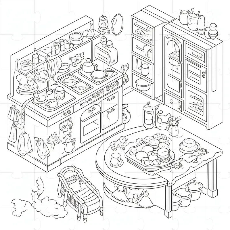 Cozy Spaces Coloring Book Pages