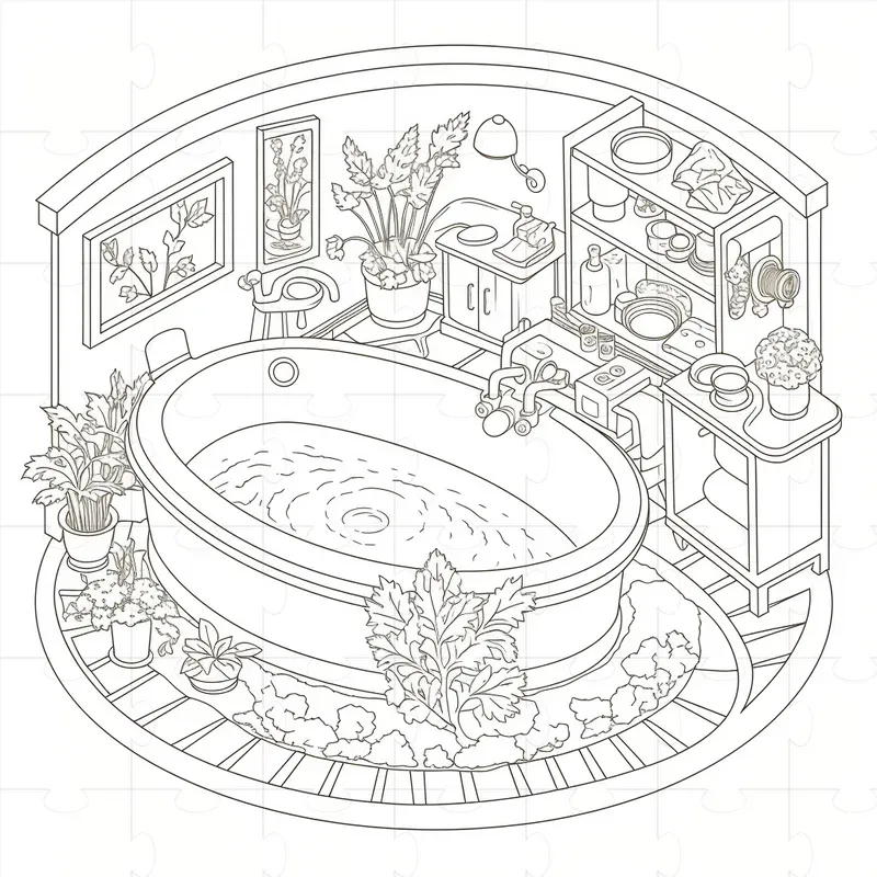 Cozy Spaces Coloring Book Pages