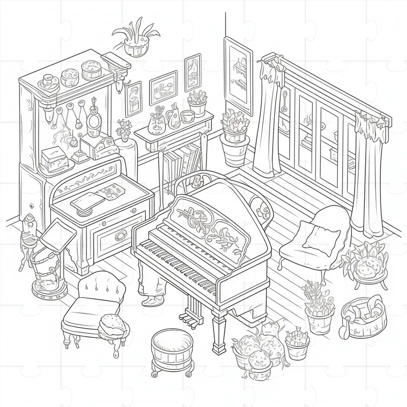 Cozy Spaces Coloring Book Pages